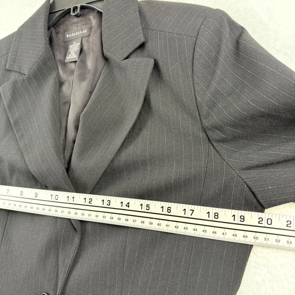 Rafaella Black Pinstripe Career Blazer Office Chic Single Button‎ Jacket Size 10